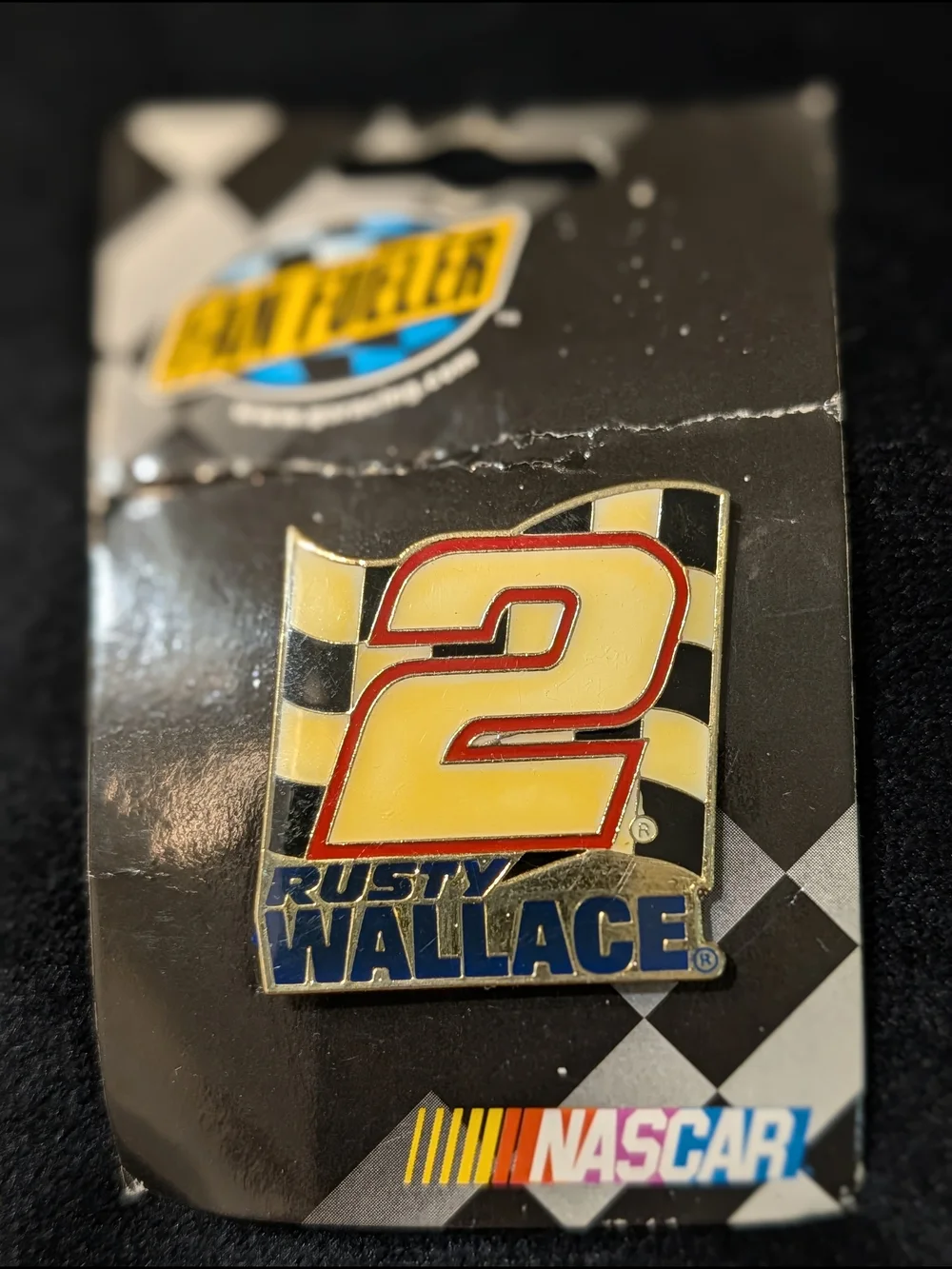 Vintage Collectable Rusty Wallace #2 Enamel Racing Pin - Yellow, Red, Black
